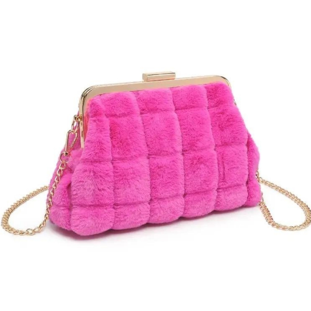 Pink fuchsia wrap around pink faux fur, open toe heels. - Picture 5 of 5